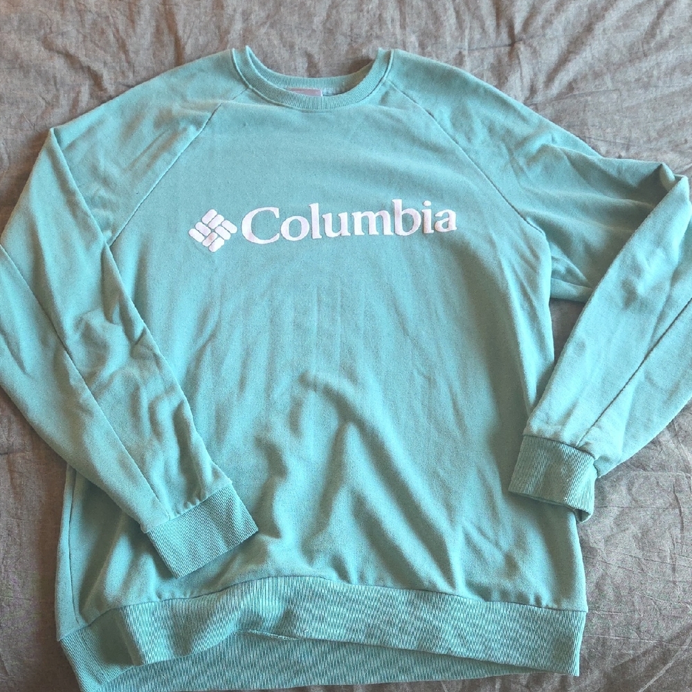 Columbia Light Teal Crewneck Sweatshirt with White Logo